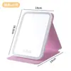 Espejo de Maquillaje LED con Luz, Adecuado para Dormitorios Universitarios, Uso de Escritorio, Alto Valor Estético, Ajustable, Portátil, Espejo Plegable