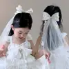 Acessórios de Cabelo com Véu Infantil, Coroa de Cabeça para Aniversário de Meninas, Presilhas de Cabelo para Decoração de Casamento de Princesa para Meninas, Presilhas de Cabelo para Festa de Bebê Menina