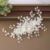Acessórios de cabelo de noiva mais vendidos transfronteiriços, tiara de flor de pérola, pente de cabelo feito à mão, conjunto de grampos e palitos de cabelo para fotografia de viagem de casamento