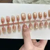 Pontas de unha pré-fabricadas de peça única com código único, gradiente rosa claro 30 peças atacado de fábrica, unhas vestíveis, pontas de unha removíveis