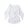 Ropa de Mujer al por Mayor Transfronteriza Estilo Europeo y Americano Color Sólido Cuello Oscilante Manga Media Camiseta Verano 2025 Nuevo Ajuste Delgado Tops Versátiles para Mujer