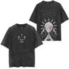 Camiseta Holgada de Dibujos Animados Japoneses Regreso de Hechizo Oversize Retro Vintage Lavada Batik Estampada Directamente