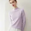 Suave y elegante~ Suéter de mujer sin costuras 100% cachemir con cuello semi-alto y bordes enrollados, cálido, suave, versátil y perfecto para usar en capas