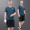 Traje de ropa deportiva de verano para hombres de mediana edad y ancianos, para padre, cuello redondo de seda helada, manga corta, pantalones cortos, fitness, correr al aire libre, hombres