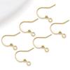 Acessórios para Brincos DIY, Banhado a Cobre com Ouro Real, Conserva a Cor, Pedra Brilhante com Contas, Ganchos Grandes para Orelha, Ganchos Franceses, Materiais de Agulha para Brincos Gravados 925