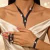 Joias de Moda Europeias e Americanas Transfronteiriças, Deslumbrante Colar de Brilho Totalmente Cravejado de Diamantes de Alto Padrão, Luxo Acessível e Conjunto de Colar com Franjas Exquisite