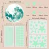 Pegatina de pared luminosa decorativa con borde cruzado, luna azul, rosa y planeta, estrellas fluorescentes y puntos para dormitorio infantil y sala de estar.
