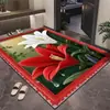 Felpudo con estampado floral simulado 3D para entrada de casa, alfombrilla para pies resistente a la suciedad, alfombrilla de suelo absorbente para baño