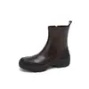 Botas Curtas Confortáveis de Solado Grosso, Bico Redondo, Elásticas e Slim, Estilo Esportivo, com Zíper Lateral Versátil para Mulheres