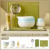 Set de Utensilios de Matcha Estilo Japonés, Tazón de Cerámica Rosa Degradado del Fabricante, Soporte para Batidor, Batidor de 100 Púas, Brocha para Mezclar