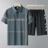 Conjunto Nuevo de Polo de Verano para Hombre Día del Padre Seda de Hielo Manga Corta Pantalón Largo Conjunto de Dos Piezas Ropa Deportiva Casual para Papá