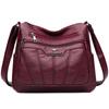 Bolsa Transversal de Ombro Feminina em Couro PU Macio para Comércio Exterior, Bolsa Casual para Mamãe, Bolsa Versátil e Moderna de Couro Genuíno de Grande Capacidade e Múltiplas Camadas