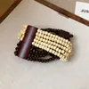Contas de Madeira, Contas de Casca de Coco, Pulseiras Redondas Geométricas Trançadas, Pulseiras da Moda Boêmia, Joias de Mão Retrô Estilo Étnico para Mulheres