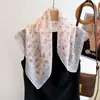 Bufanda de Seda Artística Pequeña Cuadrada para Mujer, Color Azul y Blanco Porcelana Liso Elegante, Estampado de Flor de Anacardo, Mezcla de Algodón y Lino, Para Primavera y Verano, Bufanda Cálida para Proteger el Cuello