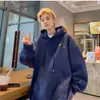 Moletom masculino de inverno com capuz e forro de fleece, espessado para aquecimento extra, novo estilo 2026, agasalho pesado moderno para adolescentes