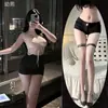 Direto do fabricante: Lingerie sexy com vestido de gola halter com contas, alças de renda, design vazado, uniforme de secretária suave, vestido justo ao corpo