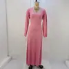 Vestido Longo de Manga Comprida Feminino Novo Outono Nova Moda Solto Gola U Cadarço nas Costas Amazon Cross-Border Atacado