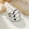 Anillo de Tres Capas para Pareja Transfronteriza Anillo de Acero Inoxidable para Mujer No se Desvanece Nicho Fabricante Venta al por Mayor Elegante con Estilo Moda