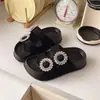 Sandálias Birkenstock de sola grossa com strass, fivela quadrada, tiras duplas, para uso externo no verão, de salto alto, casuais, que aumentam a altura, versáteis, sandálias de tira única, femininas