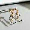 Nuevos Pendientes de Hielo de Agua Bicolor Luna Patrón Diamante Coco Colgantes de Oreja Doble C Pendientes para Mujer Joyería Fábrica Mayorista