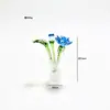 Buquê de Rosa Esmaltada Zibo Mini Arranjo de Flores Artificiais de Vidro Decoração de Mesa Artesanato Presente de Dia dos Namorados