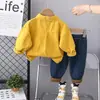 Nuevo Conjunto de Dos Piezas para Niños: Sudadera Casual de Algodón con Estampado de Animales Reversible y Pantalones de Mezclilla a la Moda, Venta al por Mayor Directamente del Fabricante