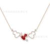 Collar de Tres Calabazas Estilo Celebridad Celebridad de Internet para Mujer Zircón Nácar Rojo Colgante Acrílico Temperamento Collar Combinable