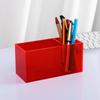 Acrílico Transparente Almacenamiento Portalápices 2 Compartimentos Papelería Simple Caja de Almacenamiento Organizador Escritorio Misceláneo Pluma Marcadora