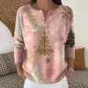 Sudadera de Punto con Cuello en V, Botones y Mangas Largas, Estilo Nuevo Transfronterizo, Otoño e Invierno, Suéter con Estampado de Moda Personalizado para Mujer