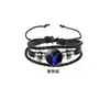Pulseras Populares Europeas y Americanas para Parejas Transfronterizas 12 Signos del Zodíaco Trenzado Multicapa Luminoso Punk Cuero Cielo Estrellado Pulsera Joyería