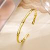 Aogu Venta Caliente Transfronteriza Chapado en Cobre Oro 18K Pulsera Abierta de Bambú Lisa para Mujer INS Nicho Simple Pieza de Mano de Alta Gama