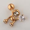Piercing corporal mais vendido na Amazon, conjunto de 3 peças, joia de piercing em aço inoxidável, gema de zircônia, anel de umbigo dourado, atacado