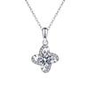 Pingente em Prata de Lei S925 Feminino Moissanita de 1 Quilate Cor D Pingente de Pétala Clássica Trevo de Quatro Folhas Colar de Diamante Mossam