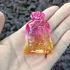 Bolsa de la suerte de esmalte de color cristal, bolsa de dinero, adornos al por mayor, cristal amarillo, bolsa de dinero pequeña, decoración para el hogar de la suerte, adornos pequeños