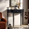Mueble de entrada vintage estilo americano, decoración de pared blanca en el pasillo, mesa de entrada estilo francés, mesa larga de madera maciza montada en la pared, consola de entrada semicircular