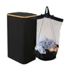 Cesto de Roupa Suja à Prova de Poeira Transfronteiriço, Cesto de Roupa Suja, Cesto de Armazenamento Trançado de Bambu, Cesto Dobrável Trançado de Bambu para Armazenamento de Roupa Suja para Uso Doméstico