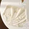 Braguitas de seda blanca y melocotón First Love para niñas, finas, sin costuras, de seda helada transpirable 10A, con entrepierna antibacteriana y forma triangular.