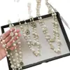 Collar de Perlas con Goteo de Aceite de Flor de Vidrio Transfronterizo Europeo y Americano para Mujer, Cadena de Suéter Exagerada en Capas, Collar de Lujo Ligero de Gama Alta