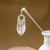 Grampo de Cabelo Estilo Étnico com Franjas Geométricas Vazadas, Grampo de Cabelo Moderno com Gotejamento de Óleo em Formato de Gota d'Água, Acessório de Cabelo Hanfu para Mulheres