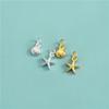 Mini Pingente de Concha de Estrela do Mar S925 Pulseira de Pérolas de Prata Esterlina Pulseira Pingente DIY Acessórios de Colar de Contas Feitos à Mão