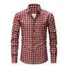 Camisas de manga larga para hombre de estilo europeo y americano, para otoño e invierno, con estampado de cuadros retro, adecuadas para uso casual y de negocios.