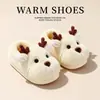 Zapatillas de Algodón con Dibujo de Ciervo Lindo para Mujer, Invierno, Interiores, Hogar, Suela Gruesa Antideslizante, Talón Cubierto Cálido, Zapatos de Algodón para Niños
