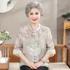 Ropa de Verano para Mujeres de Mediana Edad y Mayores, Trajes de Manga Corta para Abuelas, Nuevas Camisetas y Blusas Estilo Chino para Madres, Ropa Elegante para el Día de la Madre