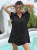 Camisa para Mujer Cárdigan Transfronterizo Europeo y Americano Camisa con Volantes en el Cuello Blusa de Playa Bikini Sexy