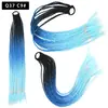 Pelucas Trenzadas de Colores Estilo Europeo y Americano, Coletas de Color Degradado, Trenzas de Espiga de Celebridades de Internet, Trenzas de Boxeadora de Tres Hebras para Discoteca