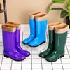 Botas de Lluvia para Mujer hasta la Pantorrilla, Zapatos de Goma con Suela Gruesa para Cocina, Botas de Agua con Forro de Algodón para Calidez, Botas de Lluvia Desmontables Antideslizantes, Cubrebotas de Tubo Alto, Botas de Agua para Mujer
