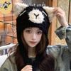 Gorro de Peluche Estilo Capibara Lindo y Divertido de Invierno para Mujer Nuevo Protección para Orejas Caliente Engrosado Gorro de Lana Tejido