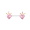 Anillo para Pezón Transfronterizo de Nuevo Producto Incrustado con Circonio en Forma de Abanico Cabeza de Gato con Corazón Cabeza de Conejo Acero Inoxidable Circonio de Colores Clavos para Pezón Europeos y Americanos Venta al por Mayor en Línea