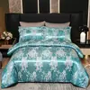 Juego de Cuatro Piezas Jacquard de Seda Satinada Estilo Europeo, Sábana de Cama de Lujo Ligero, Funda Nórdica, Funda de Almohada, Juego de Tres Piezas de Ropa de Cama, Venta al por Mayor y Dropshipping de Comercio Exterior