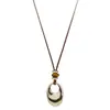 Nueva colección otoño/invierno: Collar colgante lágrima de piedra ojo de tigre color café, un accesorio de cadena larga delicado y lujoso para suéteres
